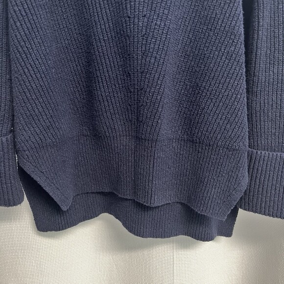 Anthropologie Women’s Blue Chunky Rib Knit Y2K Hooded Sweater Slouchy Grunge - Picture 2 of 8